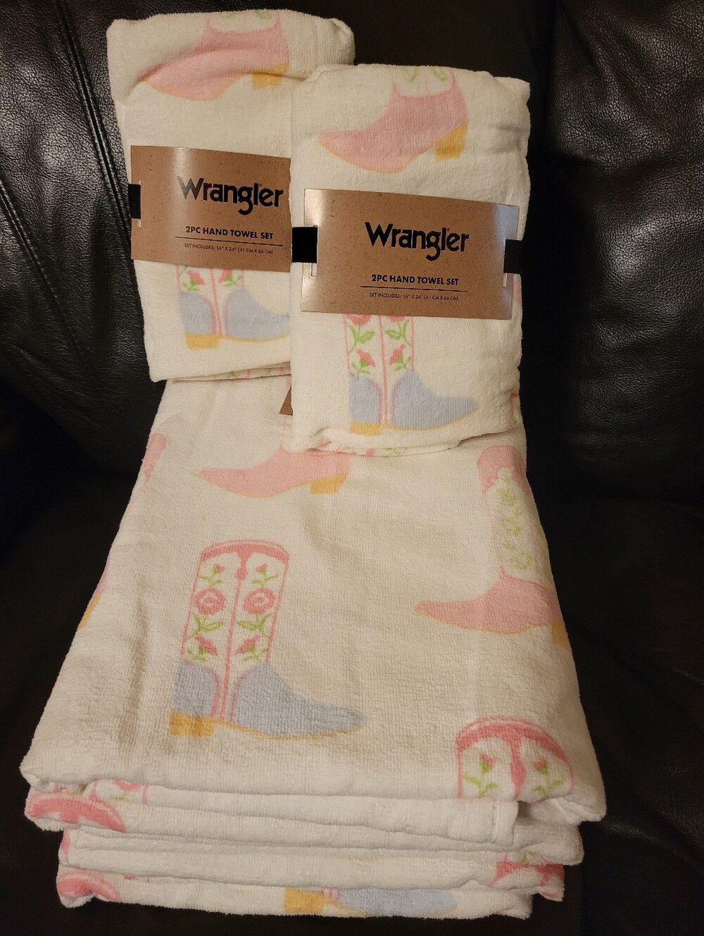 New Wrangler Towels  *2 Bath +* 2 Hand Towel Colorful Cowgirl Boots Pretty Boots